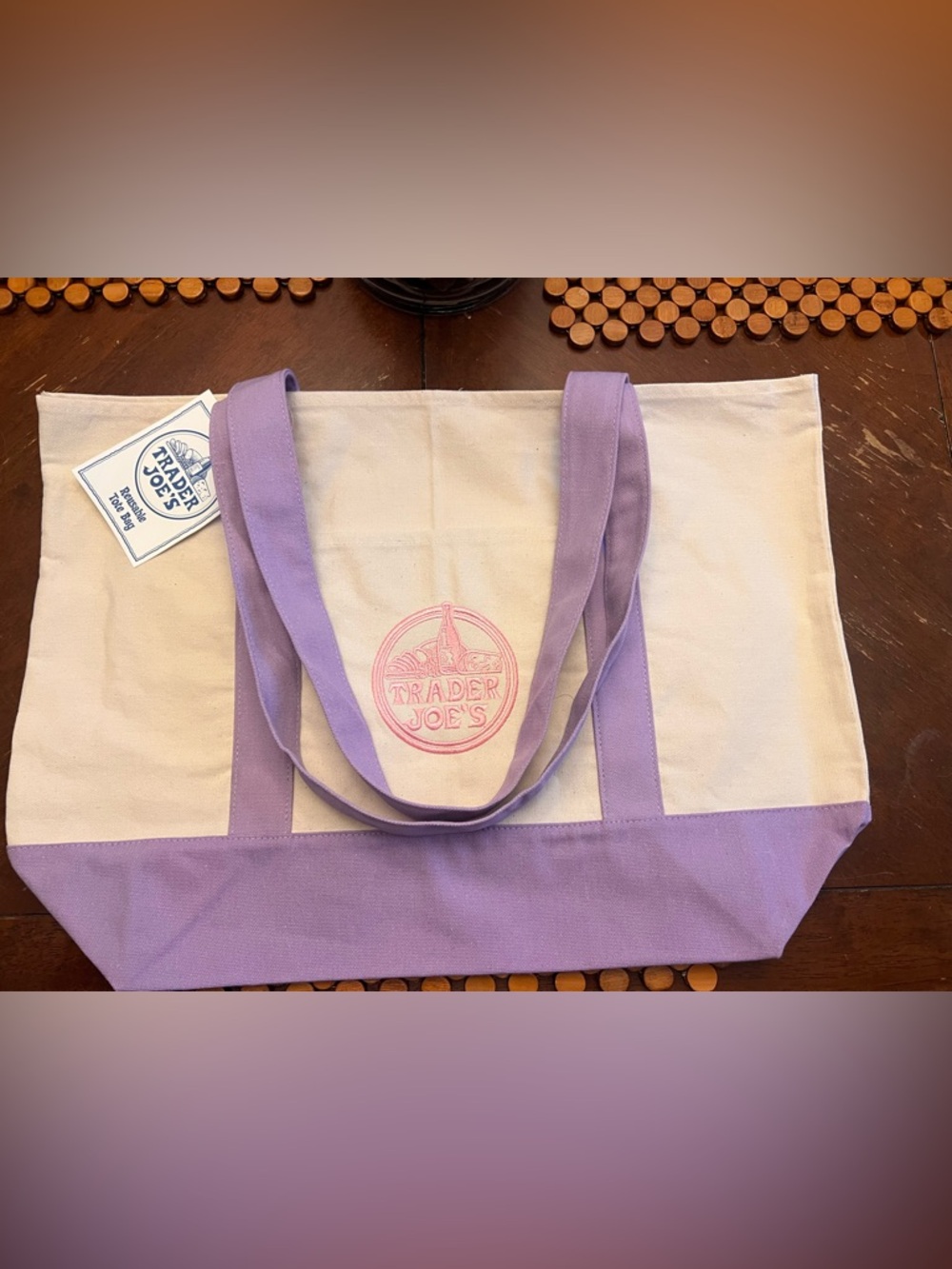 Lavender & Cream Canvas Tote Bag